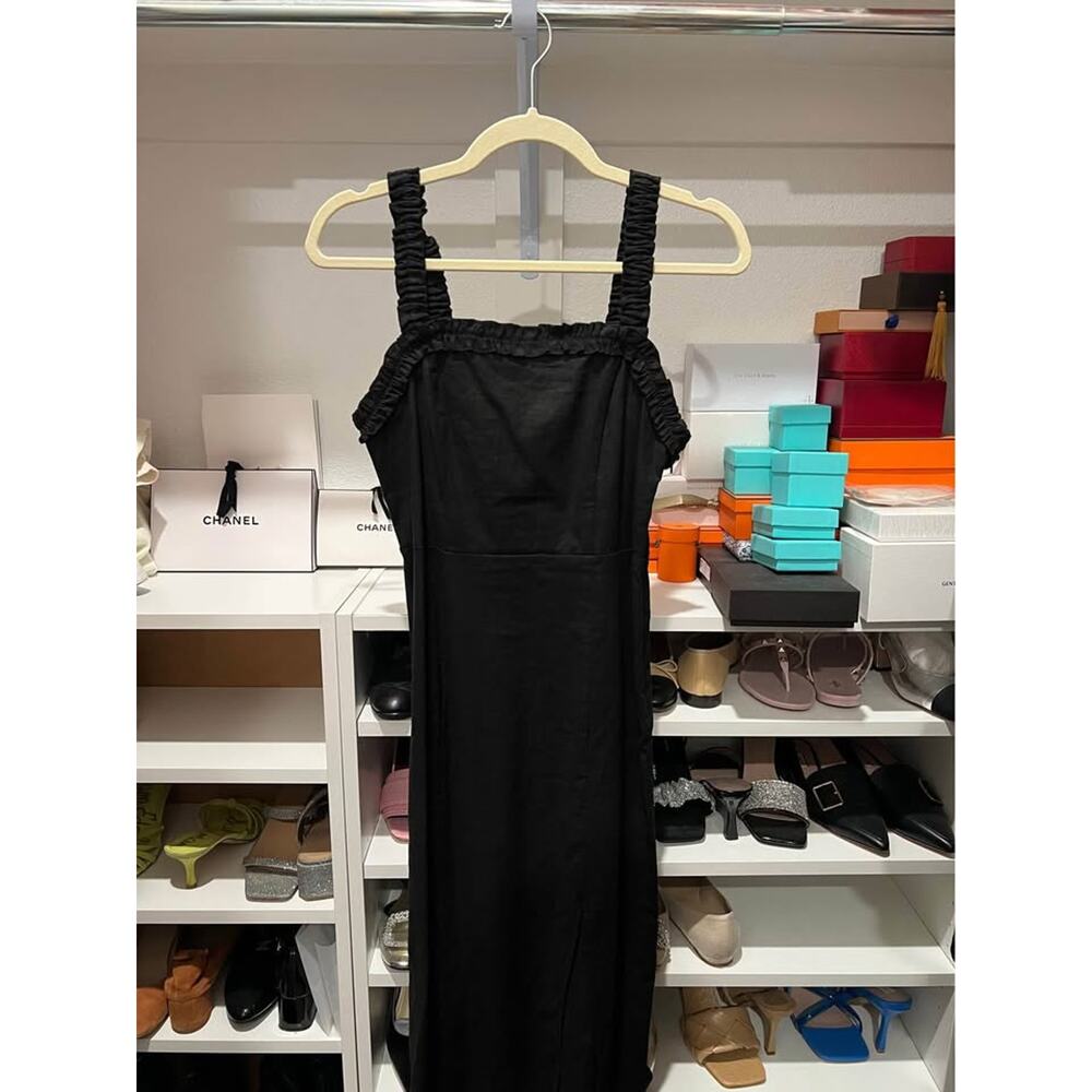 Urban Outfitter black bodycon side split midi dress SP